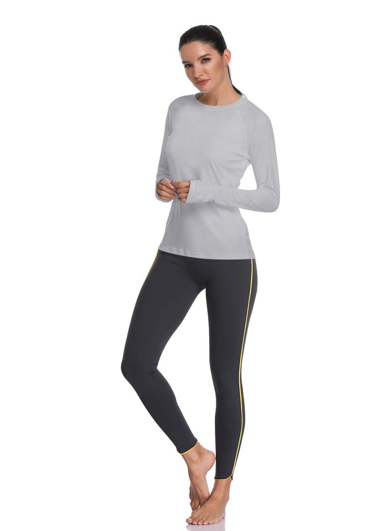 HISKYWIN Women's UPF 50+ Sun Protection Long Sleeve Shirts Outdoor Hiking Fishing Tops HF103- Light Gray-XL - Image 5